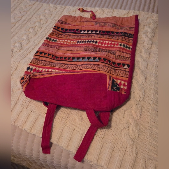 Colorful Geometric Pattern Backpack Ethnic Drawstring Bag - Picture 2 of 8